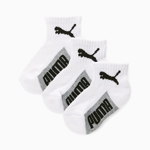Kids' Terry Quarter Cut Socks [6 Pack], WHITE / GREY